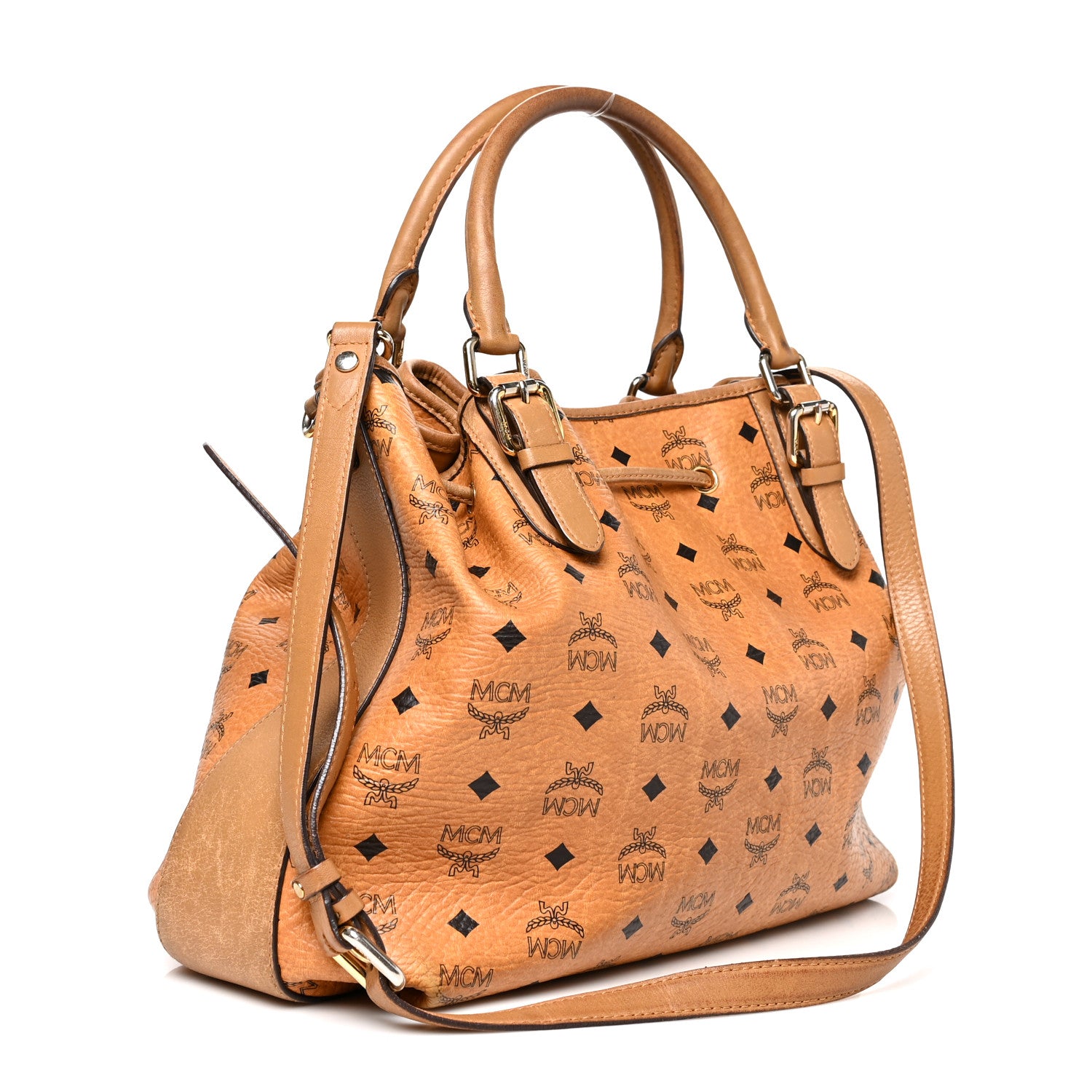 MCM Visetos Medium Drawstring Shopper Cognac 2 of 12