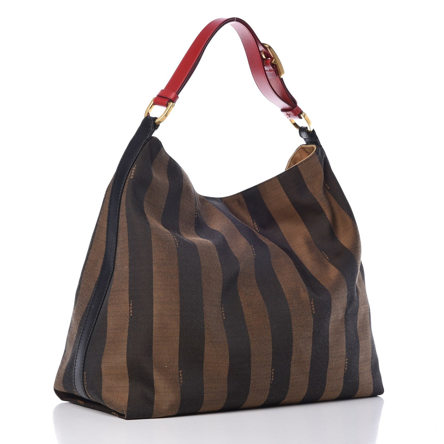 Pequin Cuoio Vegetale Large Hobo Tobacco Rosso Black