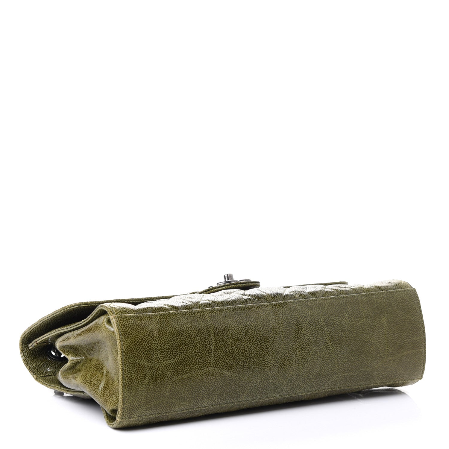 Chanel Crumpled Grained Calfskin Jumbo CC Crave Flap Green 3 of 4