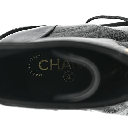 Chanel Calfskin Cap Toe Combat Boots 37.5 Black 8 of 9