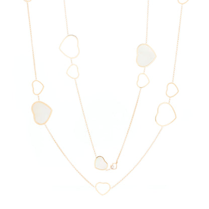 Chopard 18K Rose Gold Diamond Mother of Pearl Happy Hearts Sautoir Necklace 1 of 4