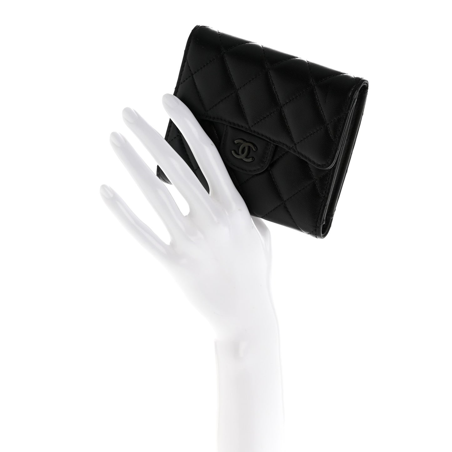 Lambskin Quilted Compact Flap Wallet So Black