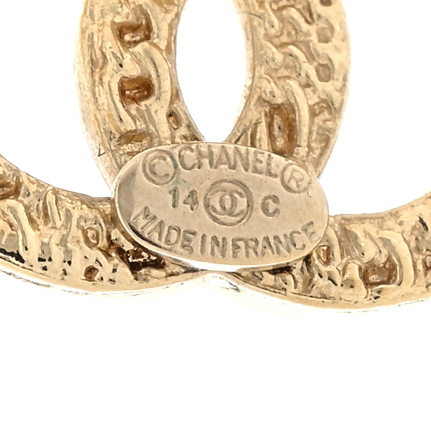Chanel Metal Textured CC Earrings Gold 4 of 4
