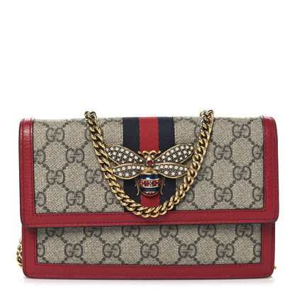 Gucci GG Supreme Monogram Web Queen Margaret Chain Wallet Red 1 of 9