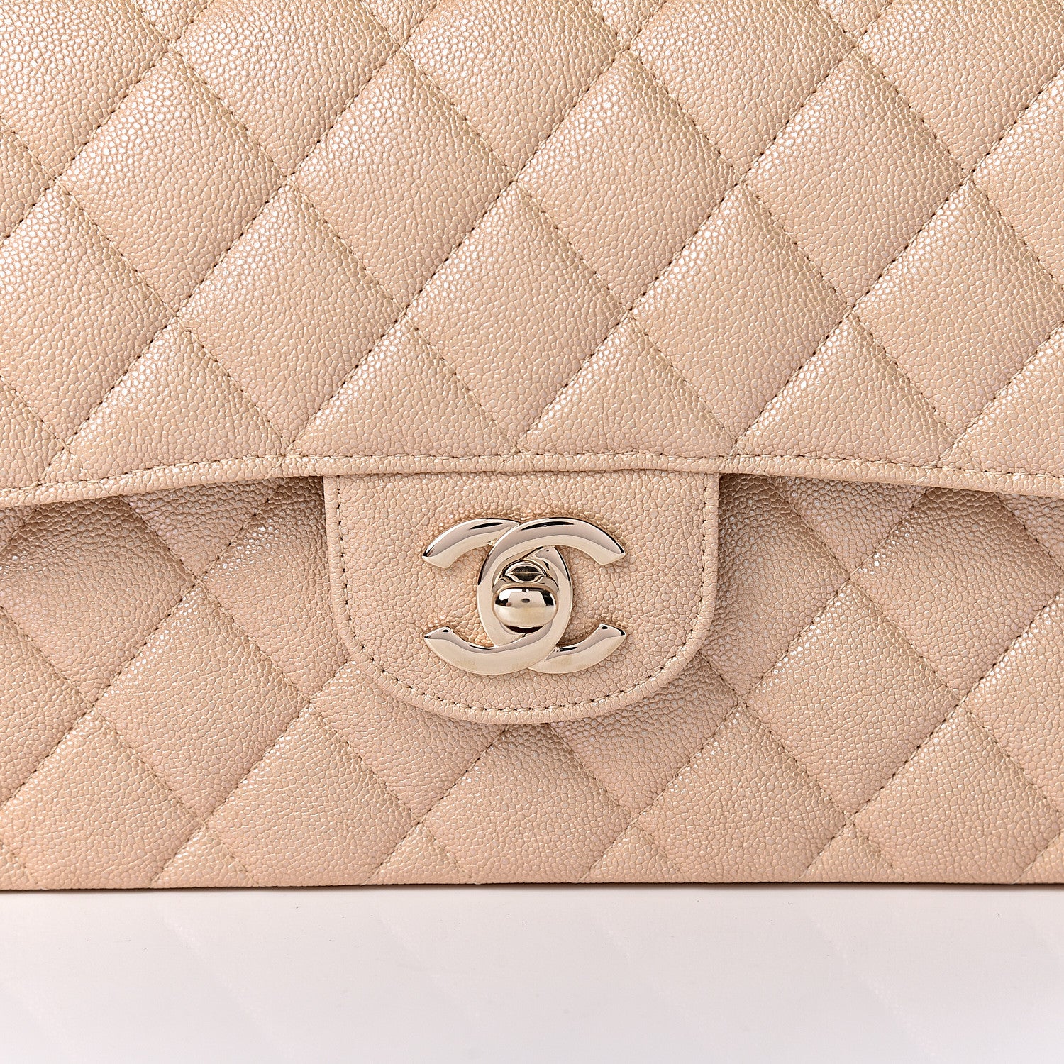 Chanel Iridescent Caviar Quilted Small Double Flap Beige 10 of 10