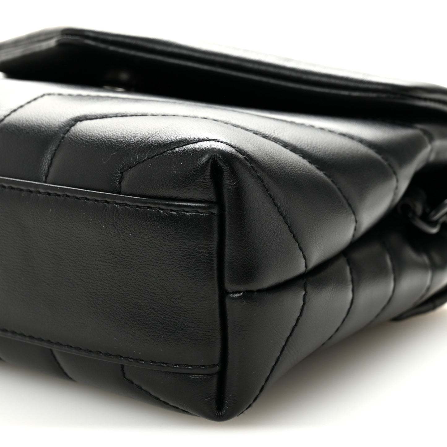 Calfskin Y Quilted Monogram Monochrome Toy Loulou Crossbody Bag Black