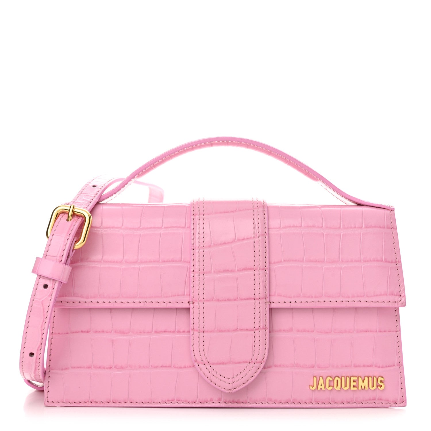 Jacquemus Calfskin Crocodile Embossed Le Grand Bambino Pink 1 of 15