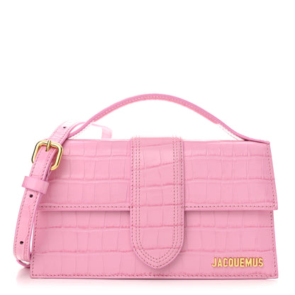 Jacquemus Calfskin Crocodile Embossed Le Grand Bambino Pink 1 of 15