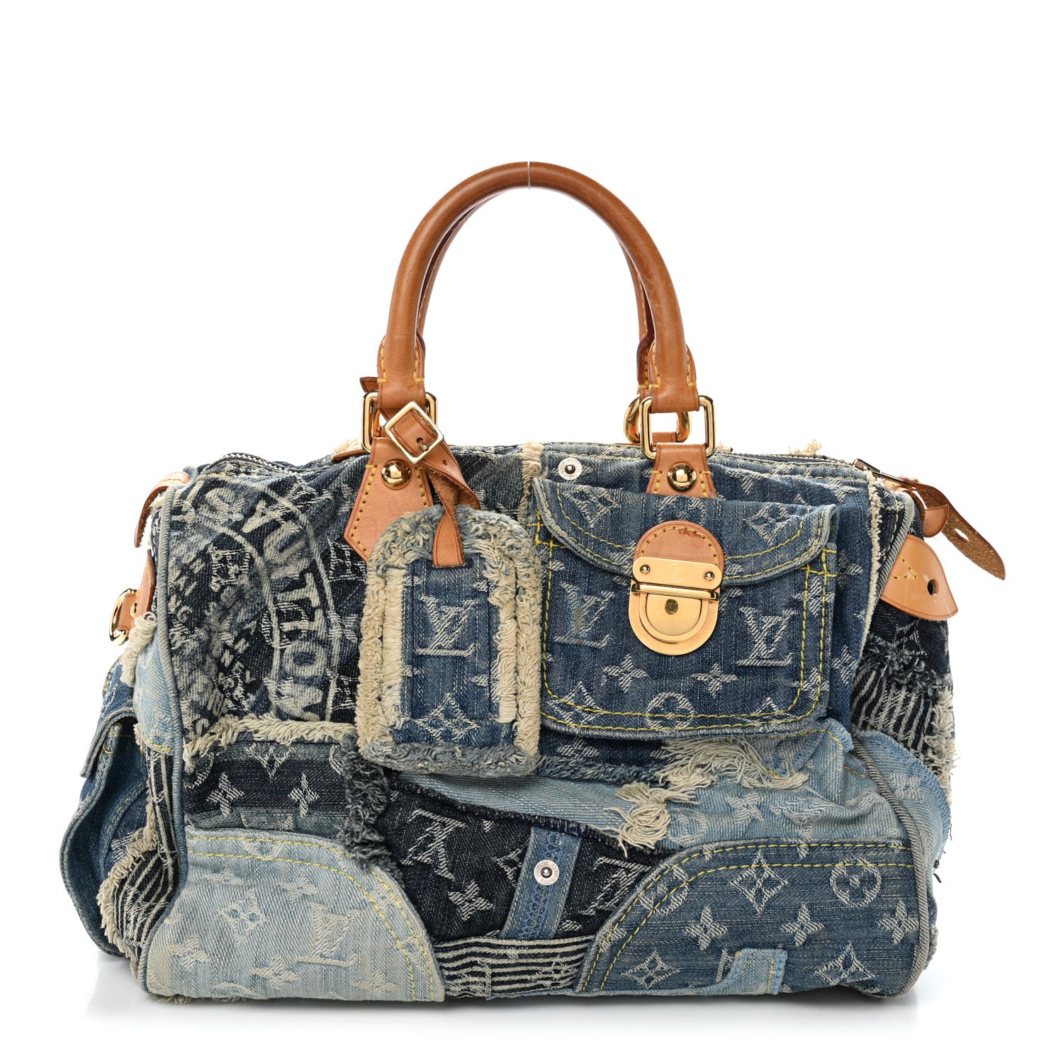 Louis Vuitton Denim Patchwork Speedy 30 Blue 1 of 14