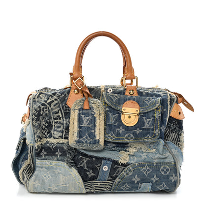 Louis Vuitton Denim Patchwork Speedy 30 Blue 1 of 14