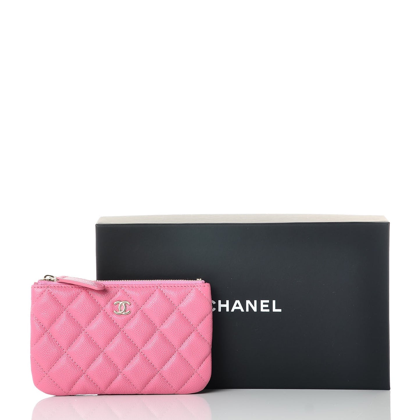 Caviar Quilted Small Cosmetic Case Pink