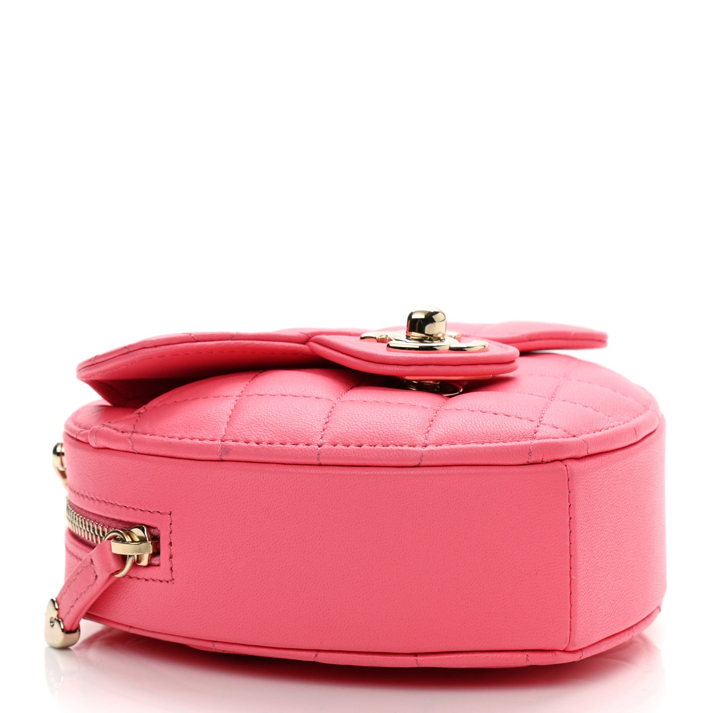 Lambskin Quilted CC In Love Heart Clutch With Chain Pink