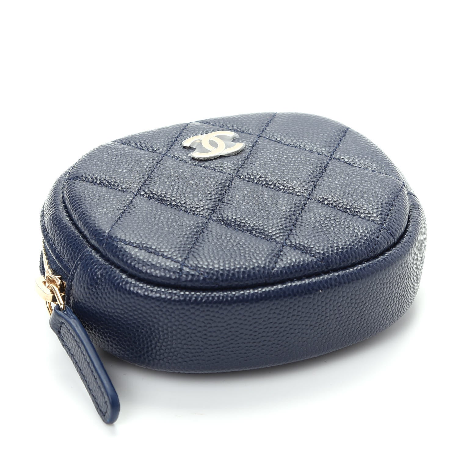 Chanel Caviar Quilted Zip Around Classic Coin Purse Navy Blue 4 of 8