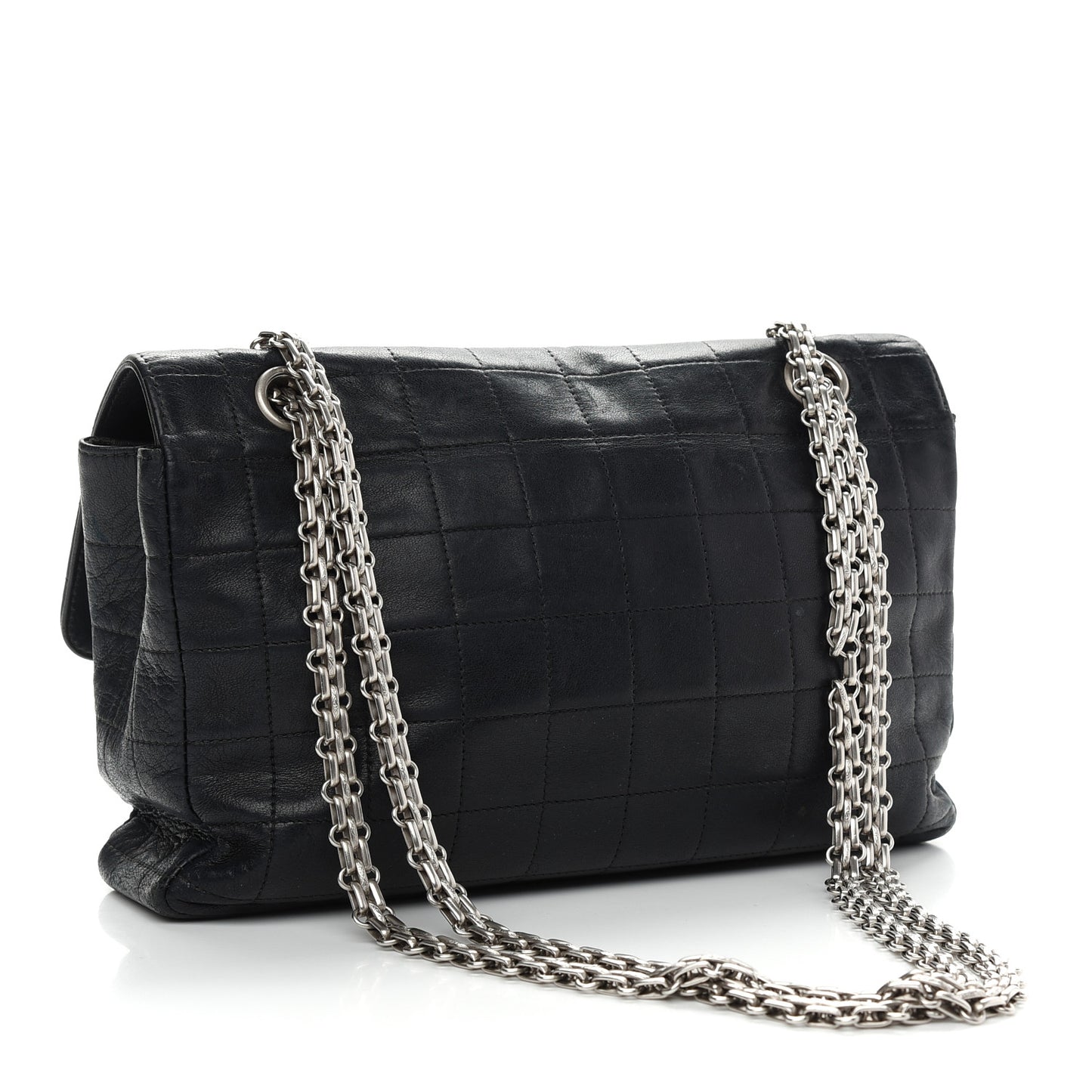 Lambskin Chocolate Bar Mademoiselle Flap Black