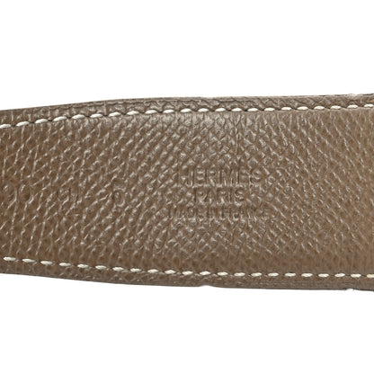Hermes Epsom Swift 32mm Striee H Belt   90 36 Etoupe Black 5 of 6
