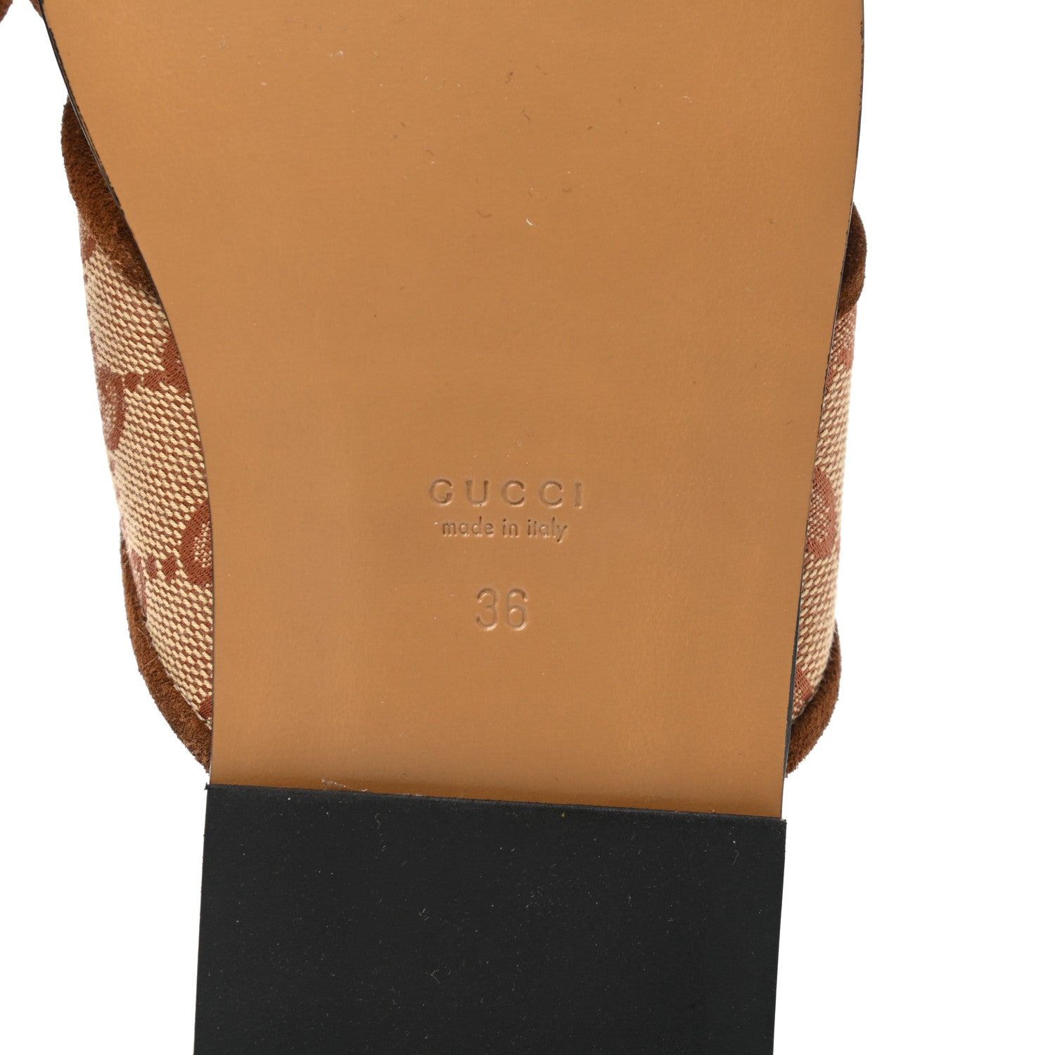 Gucci GG Monogram Suede Womens Criss Cross Slide Sandals 36 Beige Ruggine Cuir 7 of 9