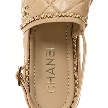 Chanel Shiny Lambskin Quilted Chain Around CC Platform Sandals 39.5 Beige 8 of 10