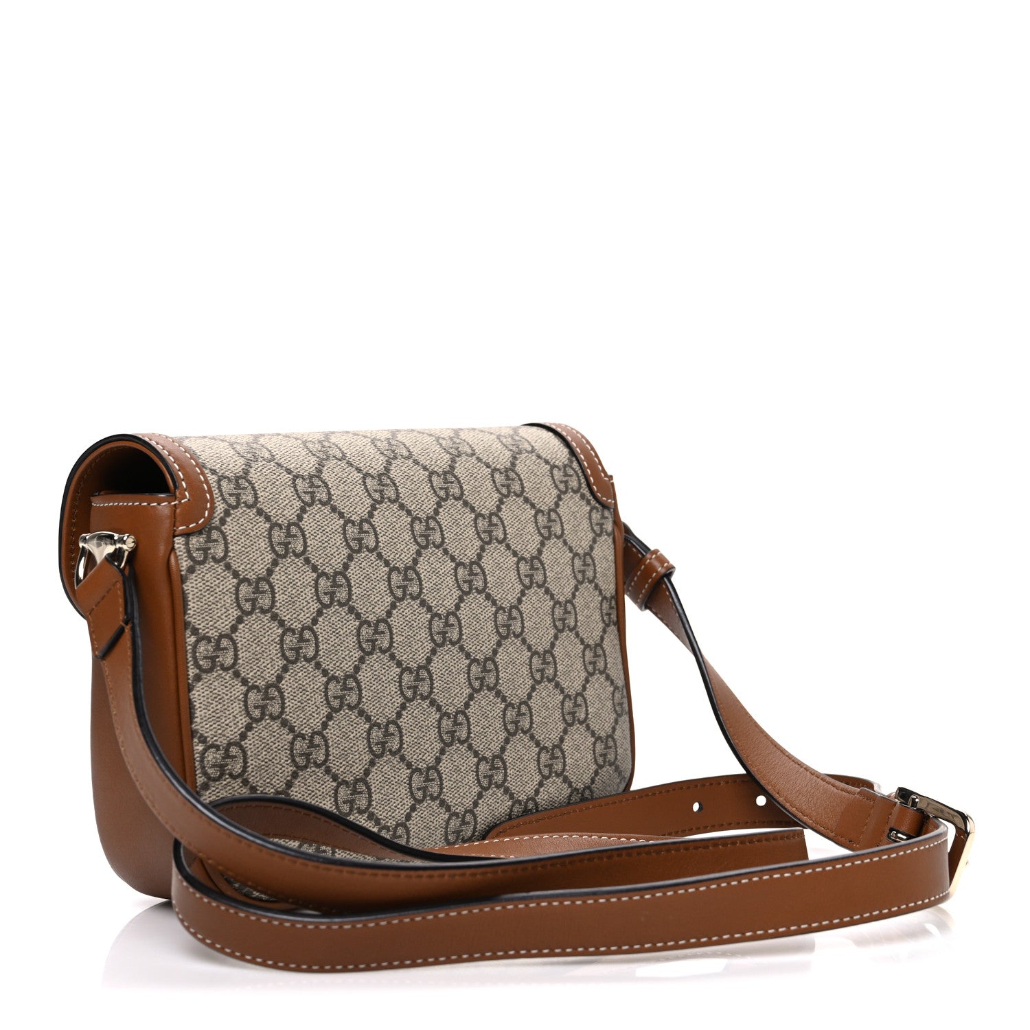 Gucci GG Supreme Monogram Horsebit 1955 Soft Small Shoulder Bag Beige Brown Sugar 3 of 11