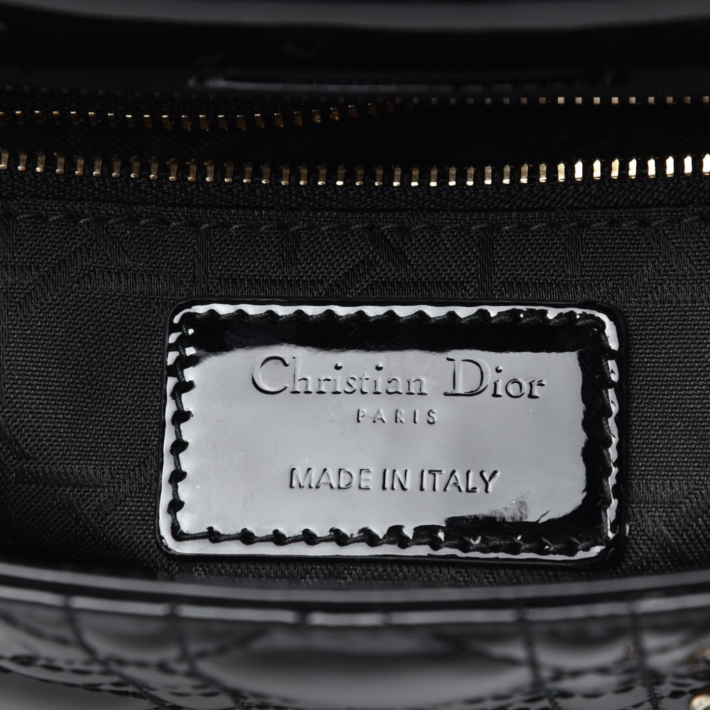 Patent Cannage Mini Lady Dior Black