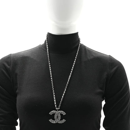 Chanel Ruthenium Crystal Lambskin CC Pendant Necklace Silver 2 of 5
