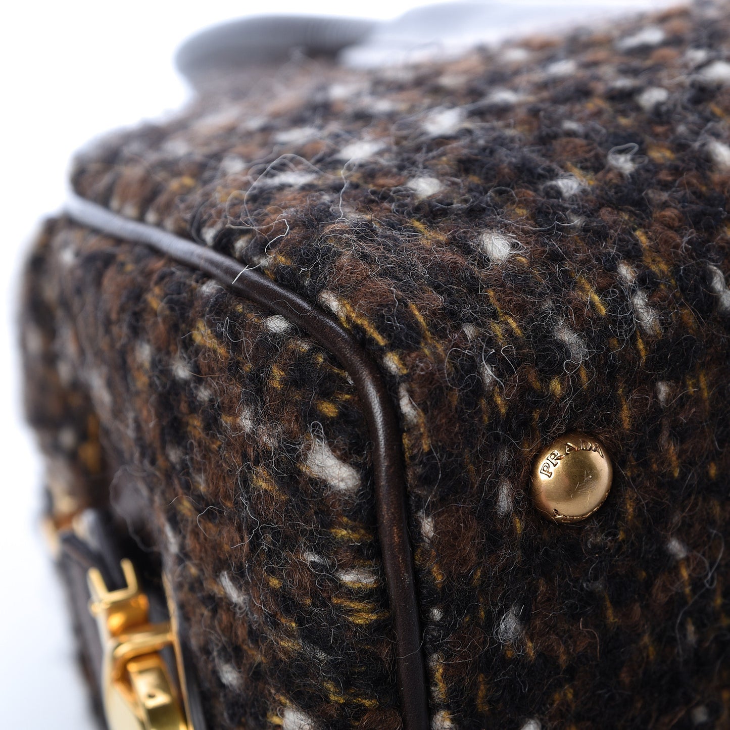 Tessuto Tweed Vitello Bowling Bag Cacao Knicker