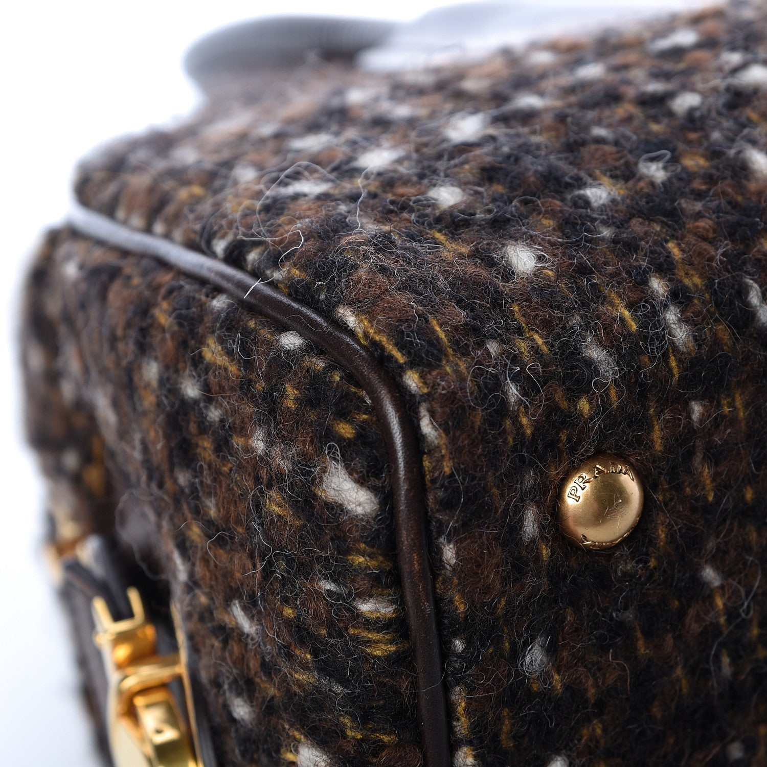 Prada Tessuto Tweed Vitello Bowling Bag Cacao Knicker 10 of 20