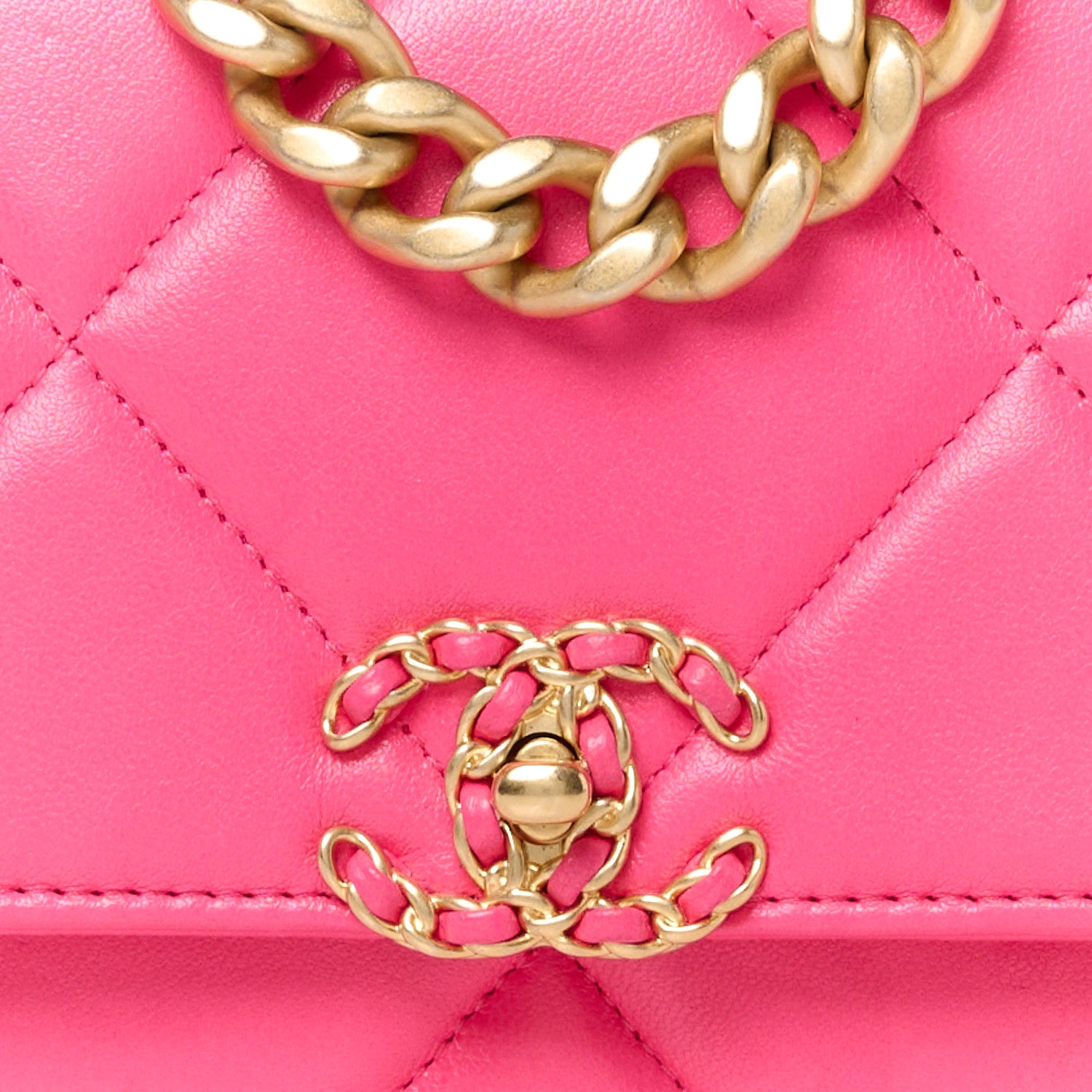 Chanel Lambskin Quilted Chanel 19 Wallet On Chain WOC Dark Pink 9 of 12