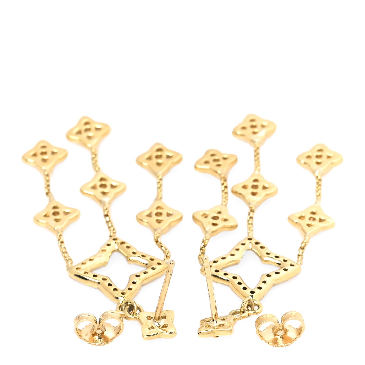 David Yurman 18K Yellow White Gold Diamond Quatrefoil Chandelier Earrings 3 of 4