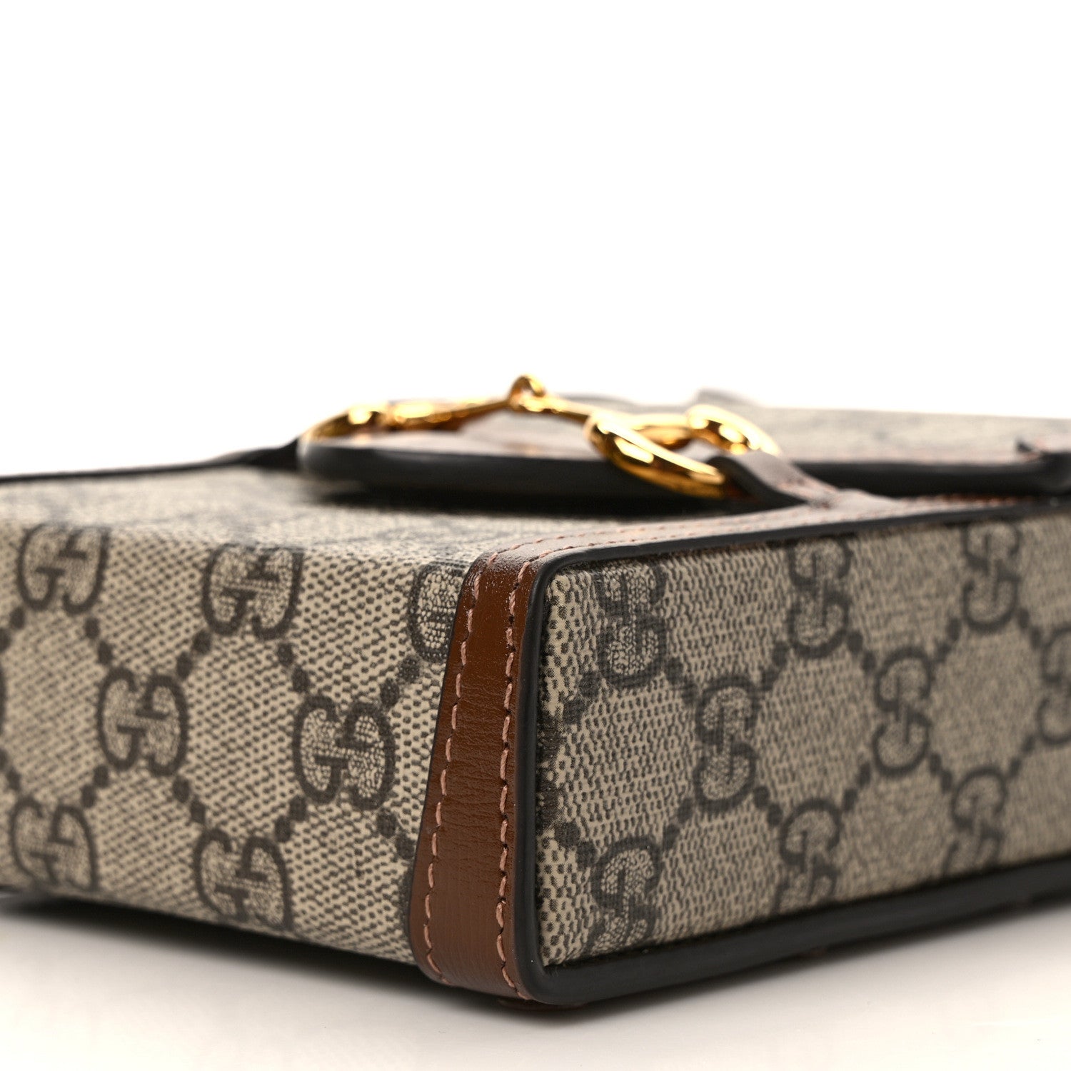 Gucci GG Supreme Monogram Mini Horsebit 1955 Crossbody Bag Beige Brown Sugar 8 of 10