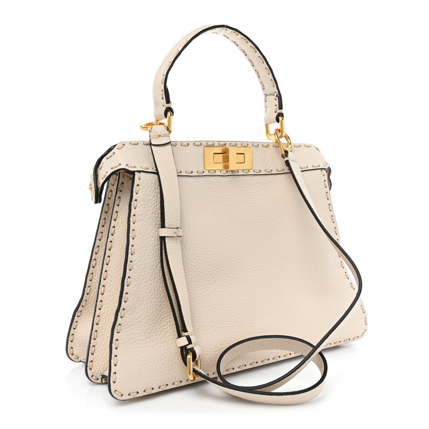 Vitello Granato Camoscio Selleria Macro Stitchings Medium Peekaboo I SEE U Satchel White