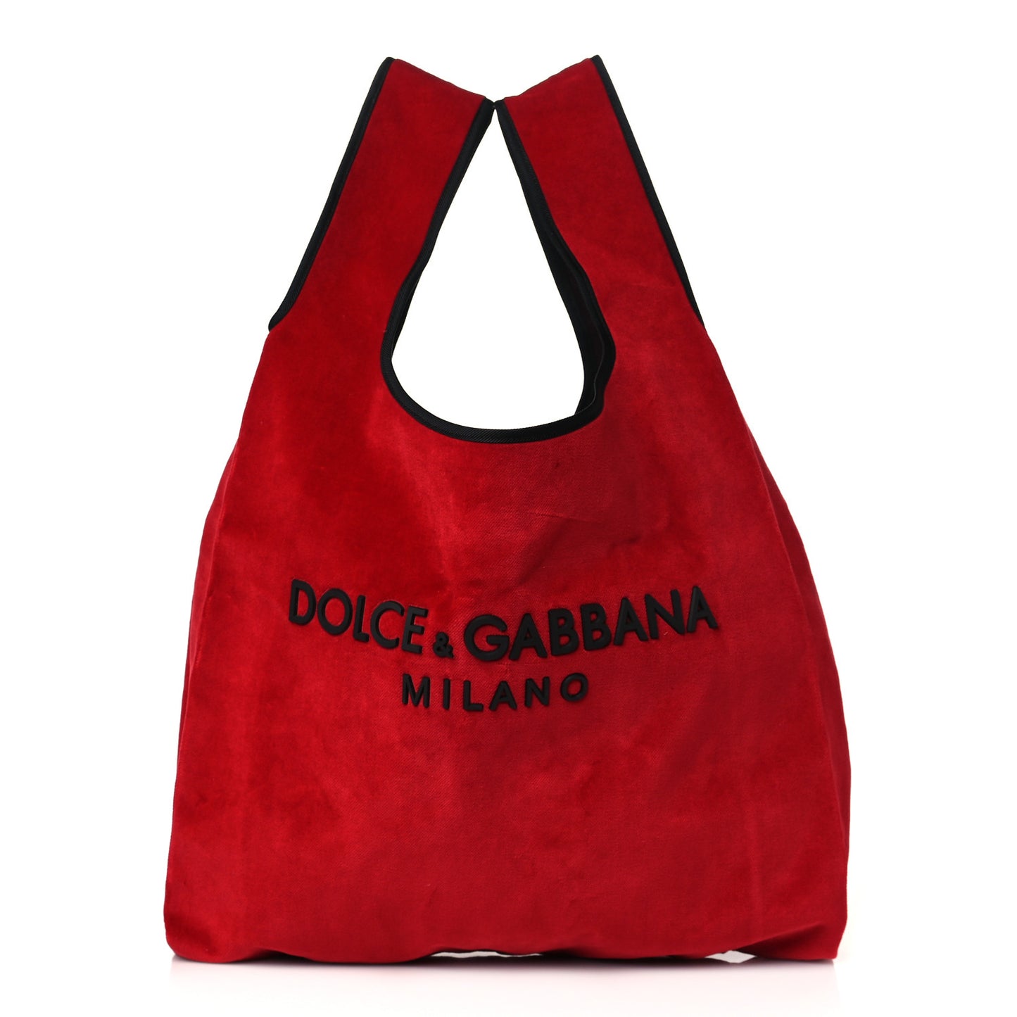 Velvet Logo Market Shopping Bag Red