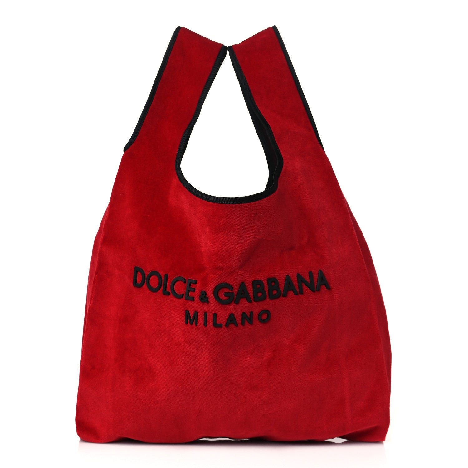 Dolce & Gabbana Velvet Logo Market Shopping Bag Red 1 of 8