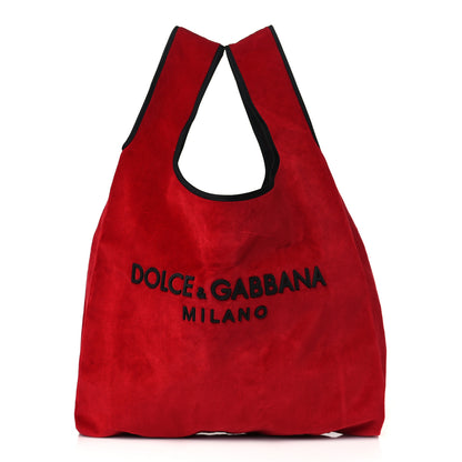 Dolce & Gabbana Velvet Logo Market Shopping Bag Red 1 of 8