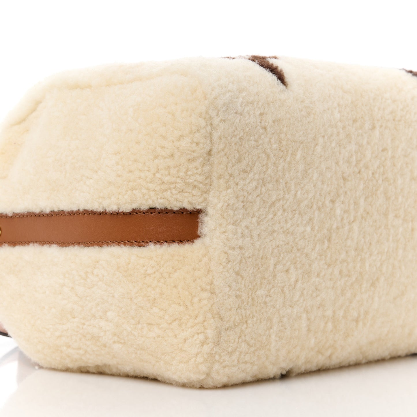 Monogram Shearling Speedy Bandouliere 25 Cream Brown