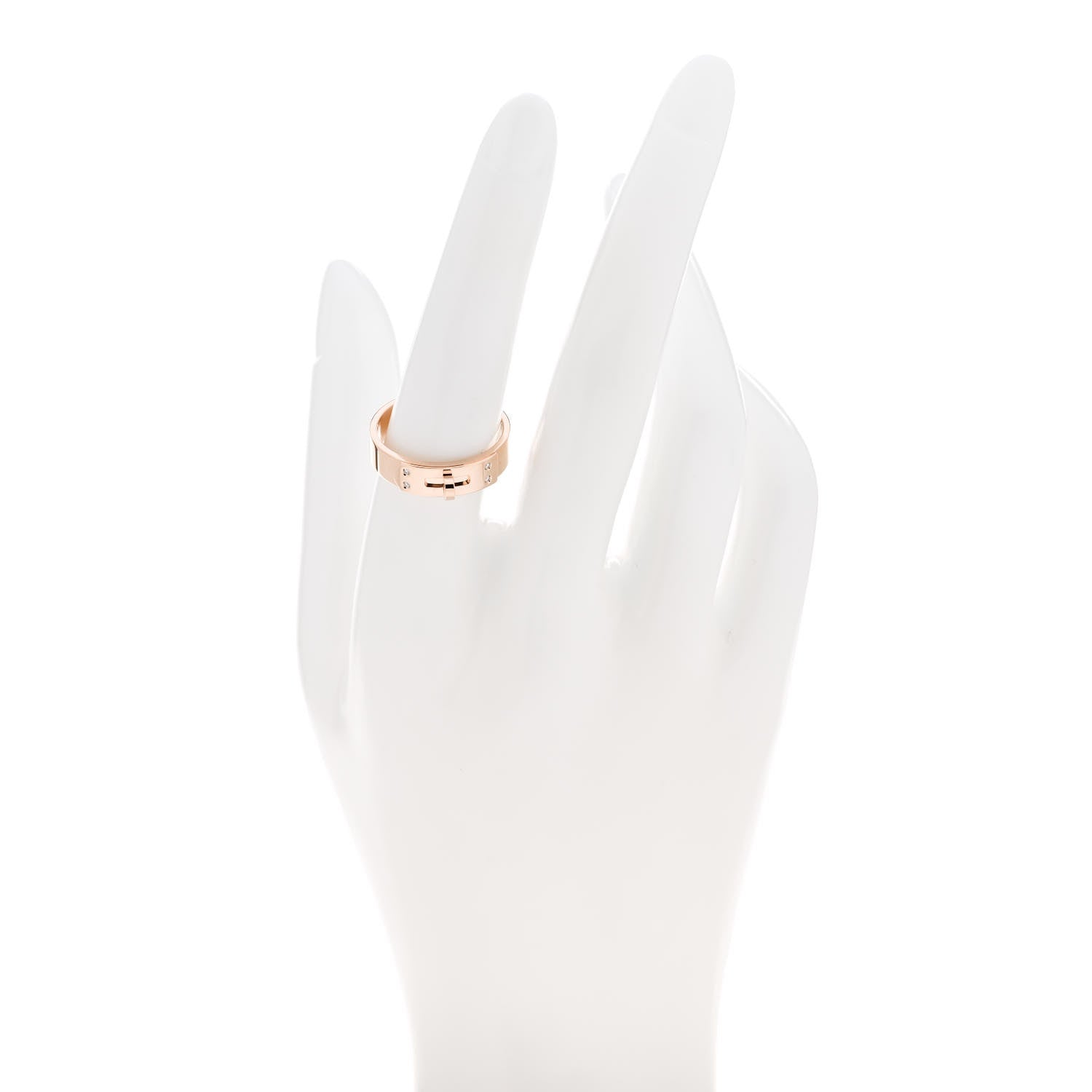 Hermes 18K Rose Gold Diamond PM Kelly Ring 56 7.5 2 of 5
