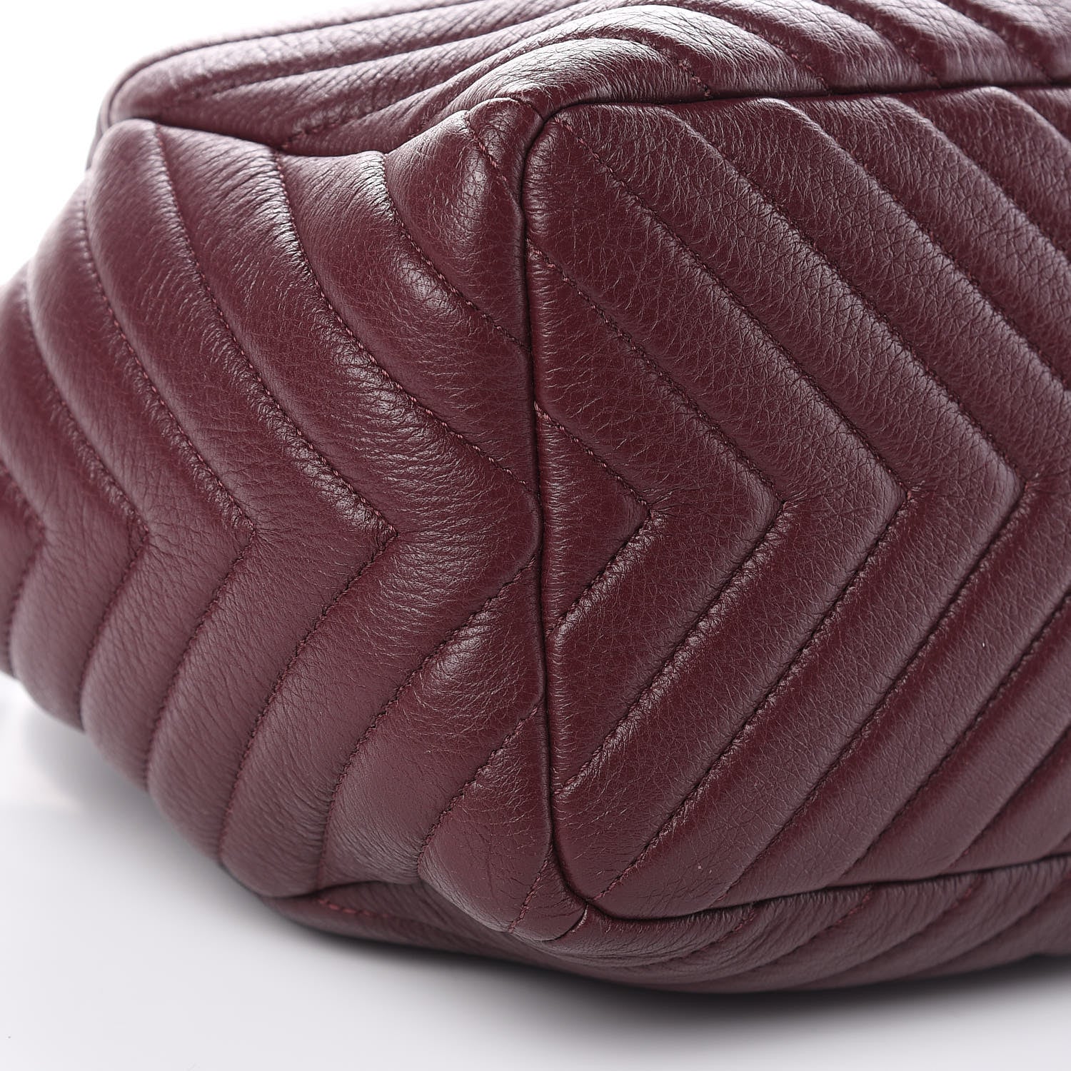 Chanel Deerskin Chevron Small CC Chain Bucket Bag Burgundy 9 of 10