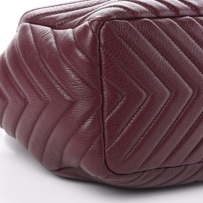 Chanel Deerskin Chevron Small CC Chain Bucket Bag Burgundy 9 of 10