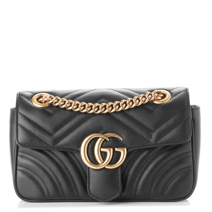 Gucci Calfskin Matelasse Mini GG Marmont Shoulder Bag Black 1 of 7