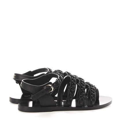 Chanel Calfskin Chain Flat Sandals 38 Black 5 of 9