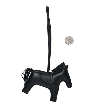 Hermes Milo Lambskin Grigri Rodeo Horse Bag Charm MM So Black 2 of 3