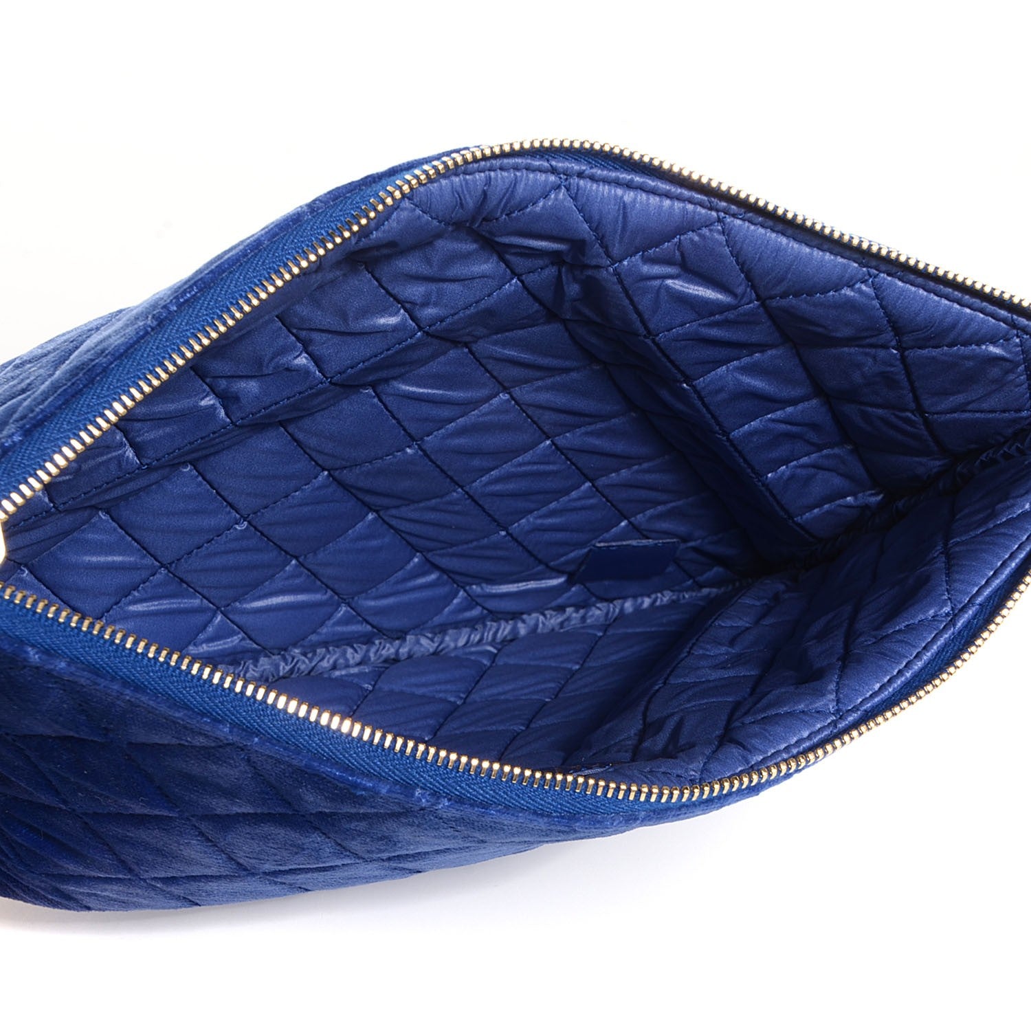 Chanel Velvet Quilted Medium Cosmetic Case Blue 5 of 7