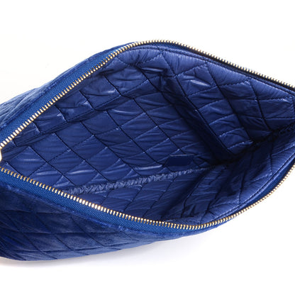 Chanel Velvet Quilted Medium Cosmetic Case Blue 5 of 7