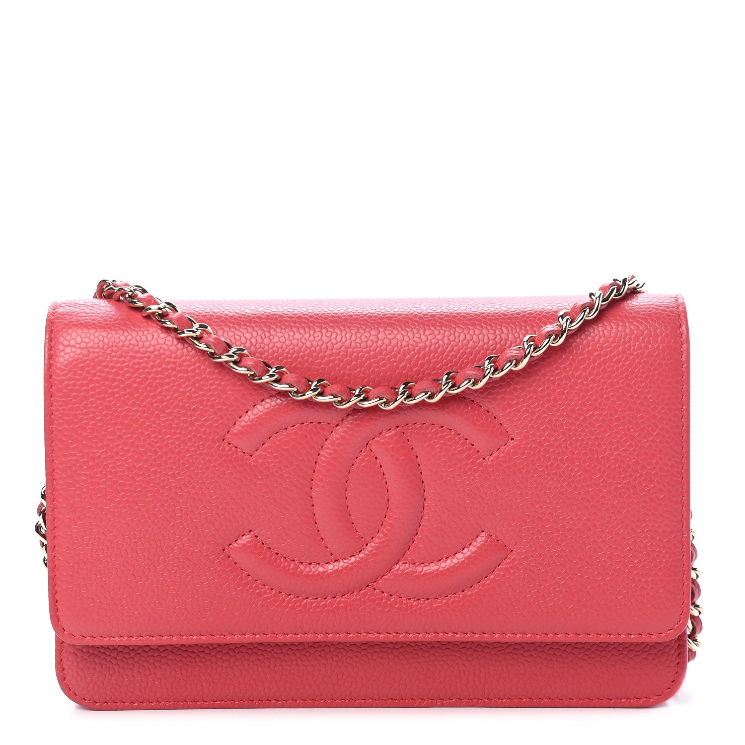 Chanel Caviar Timeless CC Wallet On Chain WOC Coral 1 of 11