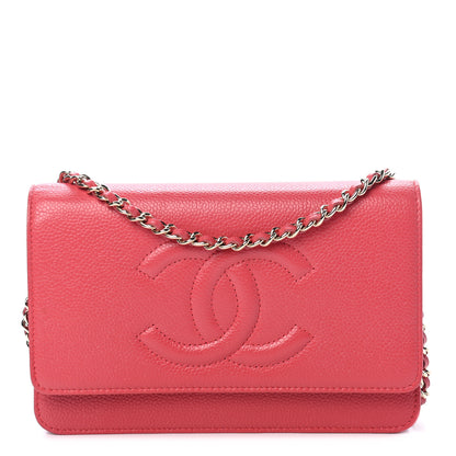 Chanel Caviar Timeless CC Wallet On Chain WOC Coral 1 of 11