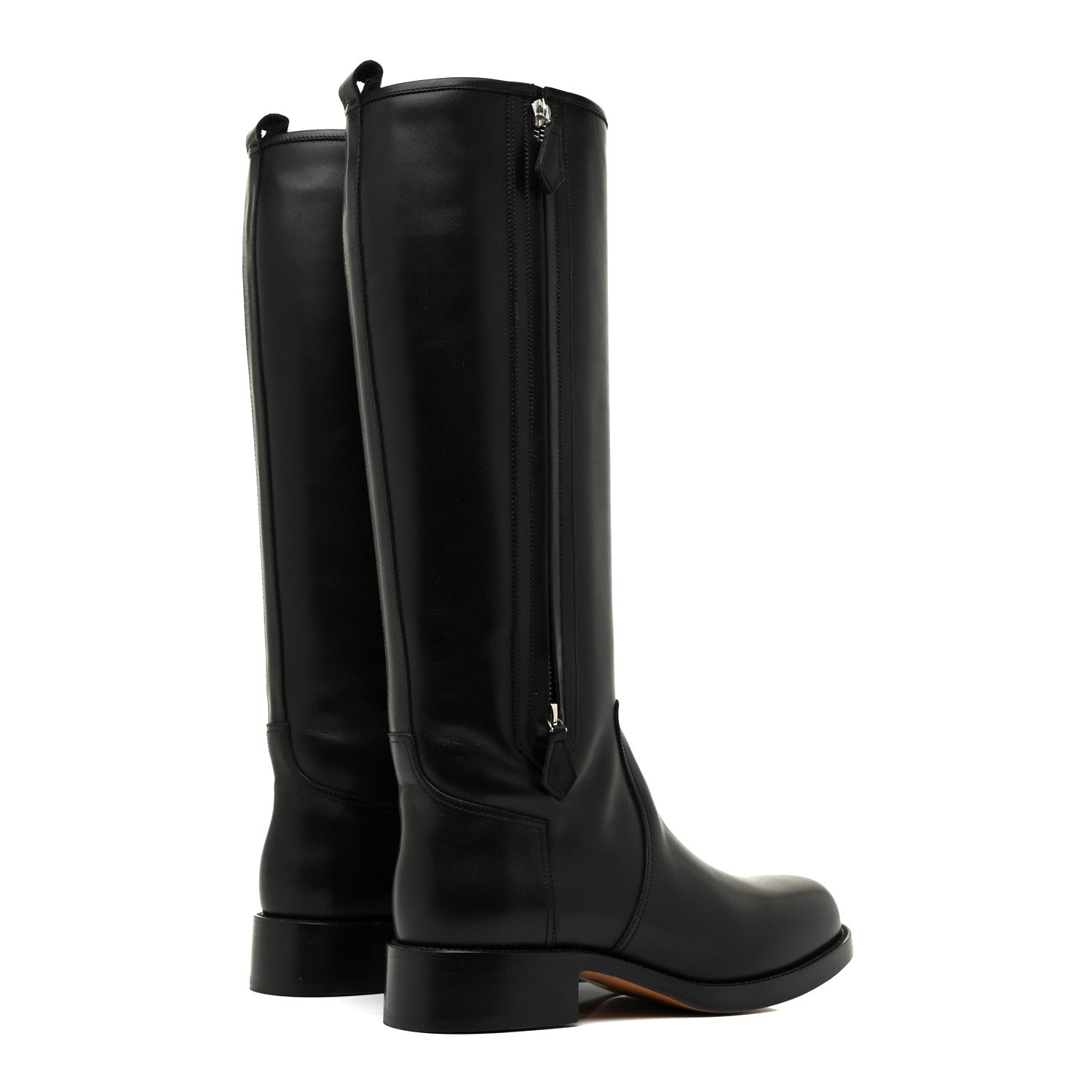 Hermes Box Calfskin Equestrian Land Boots 37.5 Black 5 of 10