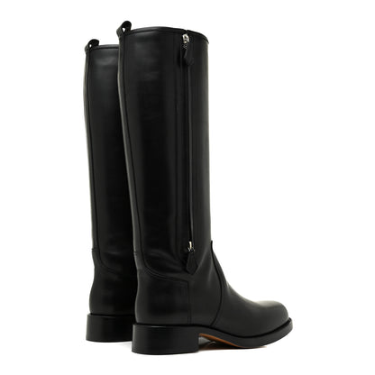 Hermes Box Calfskin Equestrian Land Boots 37.5 Black 5 of 10