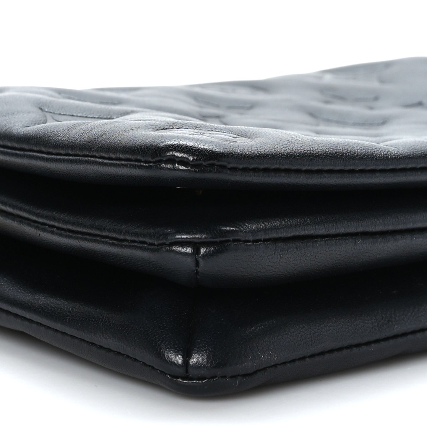 Lambskin Embossed Monogram Pochette Coussin Black