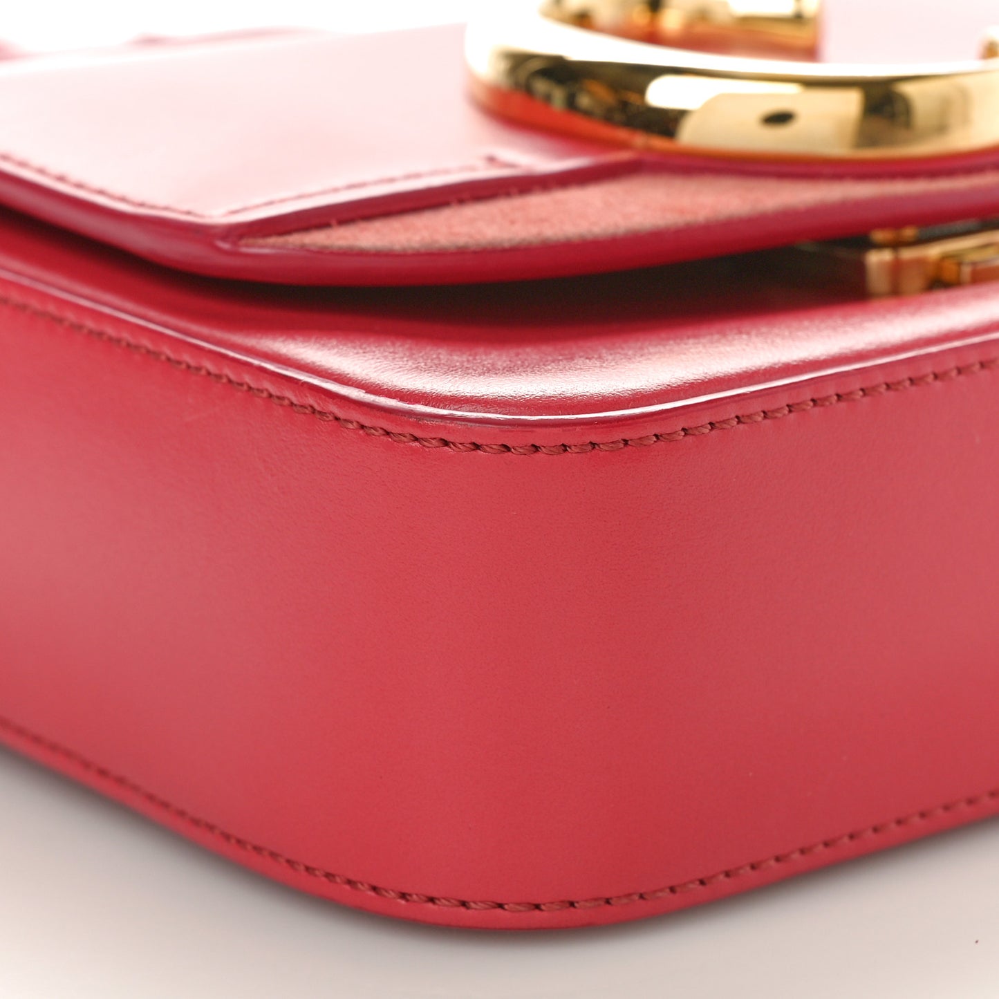 Shiny Calfskin Suede Mini C Double Carry Scarlet Pink