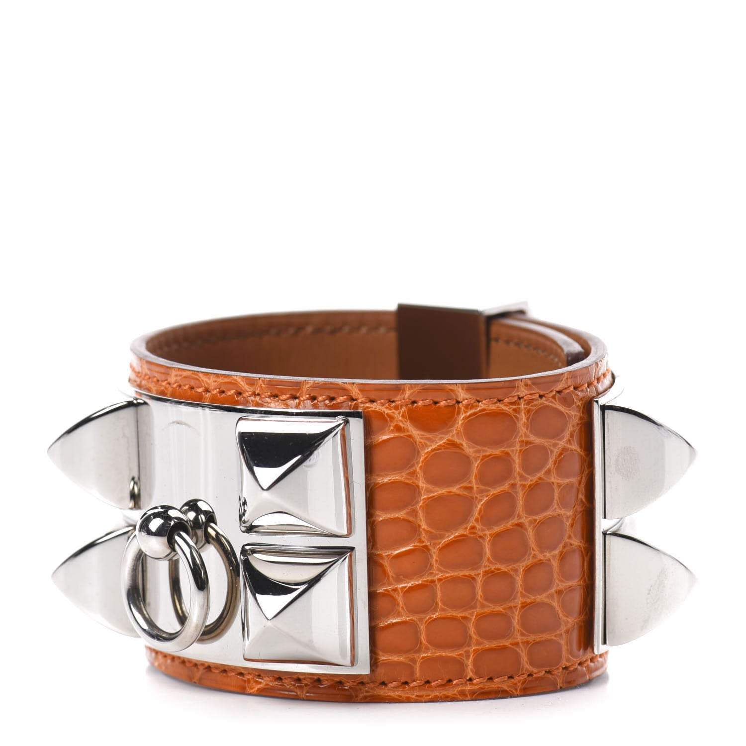 Hermes Shiny Alligator Collier De Chien CDC Bracelet Orange 1 of 7