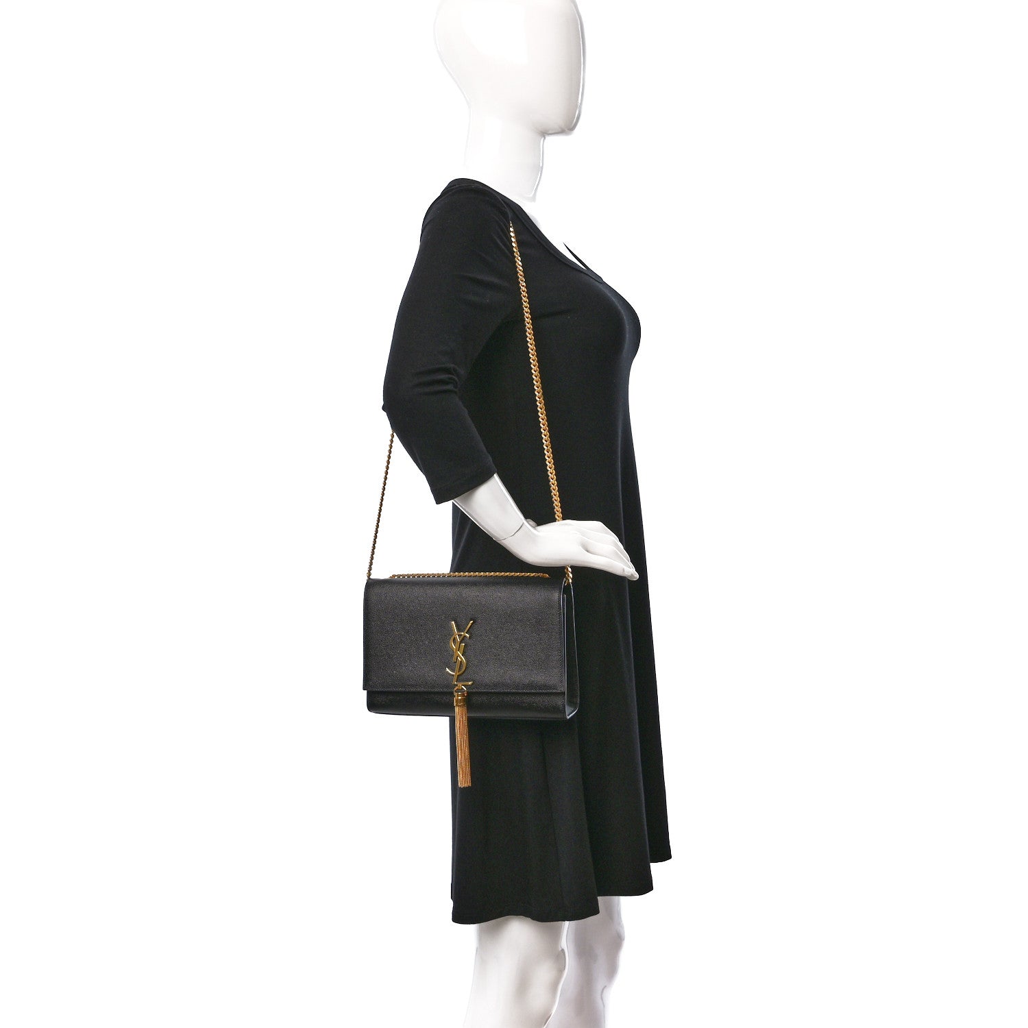 Saint Laurent Grain De Poudre Medium Classic Monogram Kate Tassel Satchel Black 2 of 14
